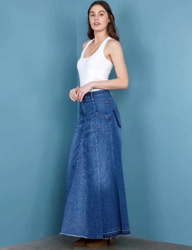 Flare Bliss Maxi Denim Skirt