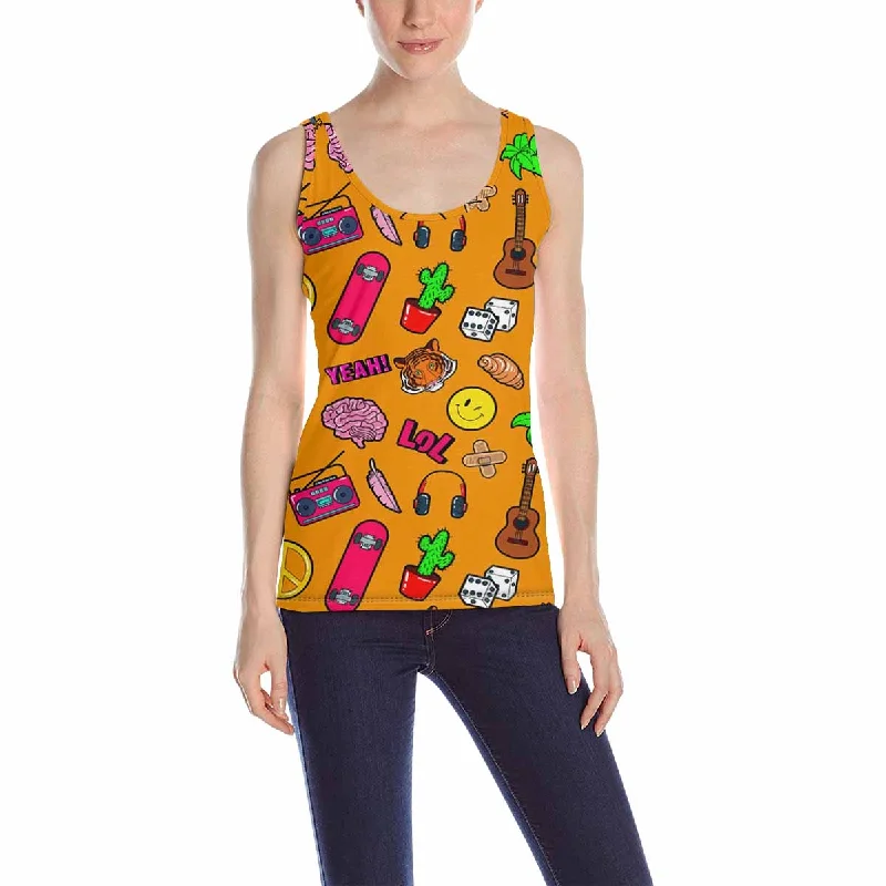 Women's Tank Top print with Comic style pattern