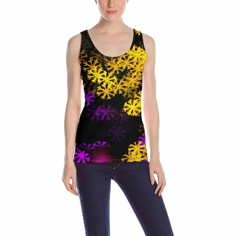 Women's Tank Top print with Abstract Yellow Purple snowflake