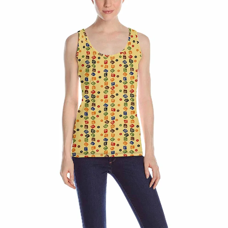 Women's Tank Top print with Abstract small motifts pattern