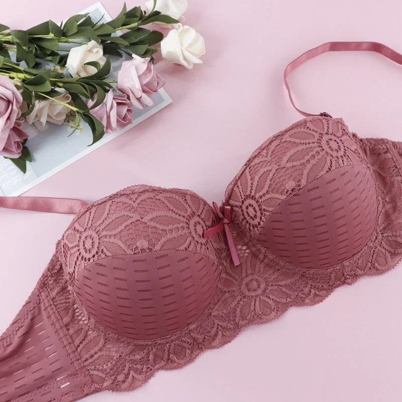 Sexy Women Half Cup Bra Non-padded Gather Lift Bra Floral Lace Lingerie Plus Size Underwear 85 90 95 100 C D Cup Bras