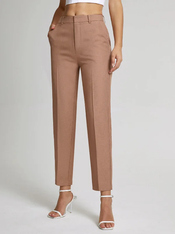 BerryBetty - High Waisted Cropped Skinny Straight Leg Trousers