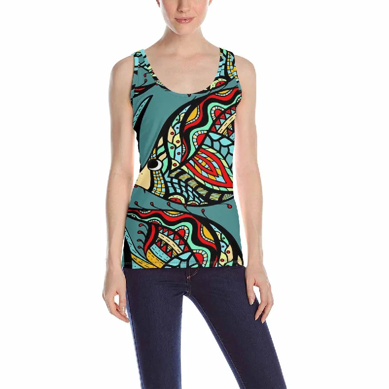 Women's Tank Top print with colorful ethnic fish