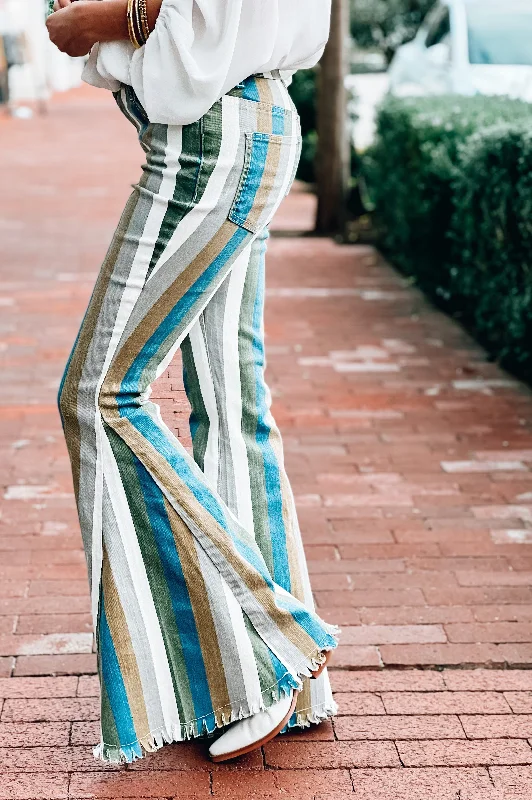 Boot Scoot Striped Flare Pants