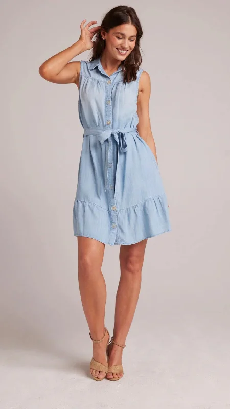 Gather Ruffle Dress - Caribbean Wash