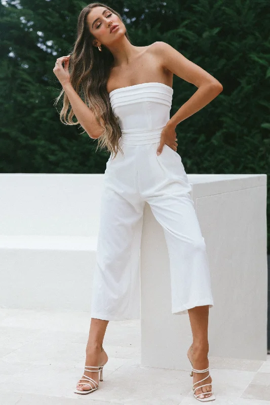 Chosen Strapless Wide Leg Jumpsuit White