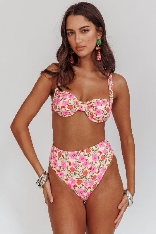 Harmonia High Waist Bikini Bottom Yellow Floral