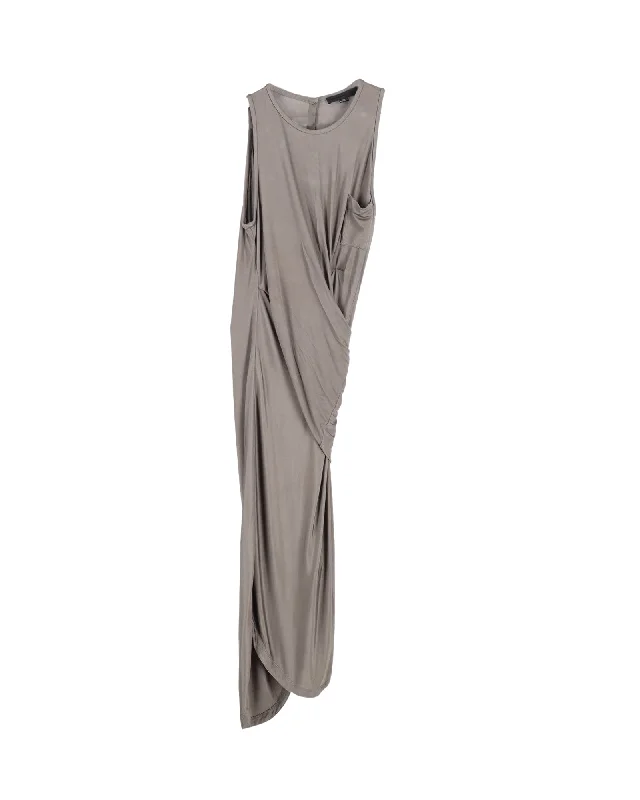 Alexander Wang Asymmetric Midi Dress in Green Silk