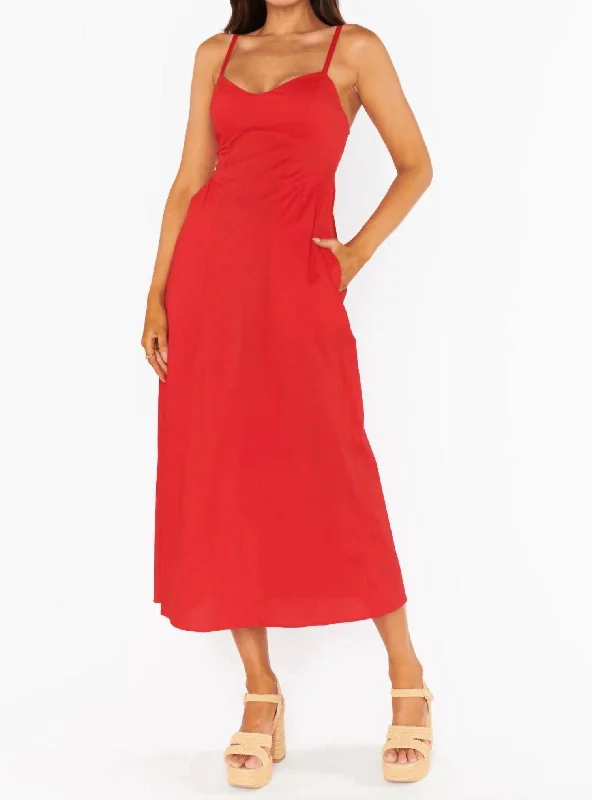 Allegra Midi Dress In Cherry