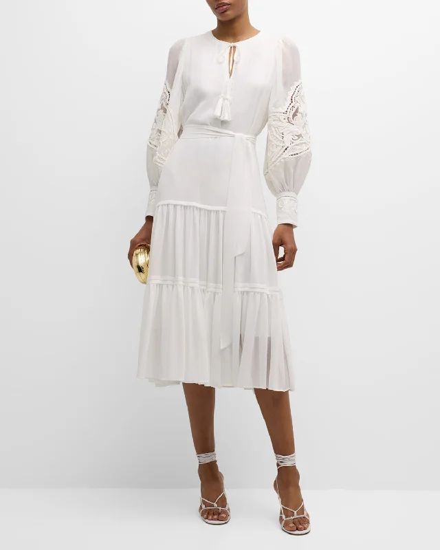 Mira Tiered Eyelet-Embroidered Midi Dress