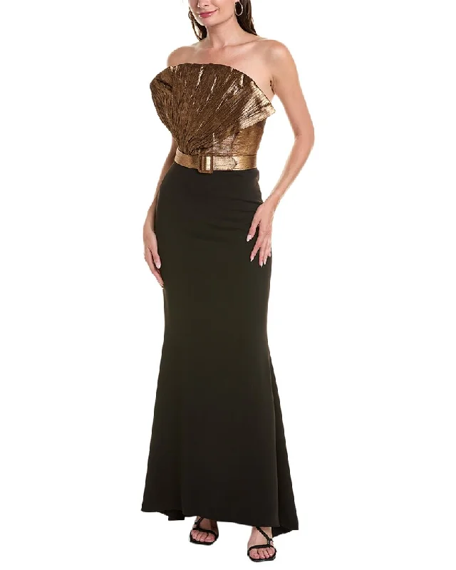 Badgley Mischka Sculptural Lame Gown