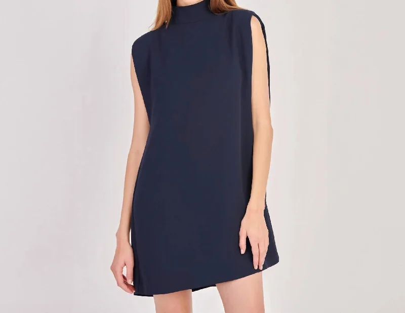 Cap Shoulder Mini Dress In Navy / Blue