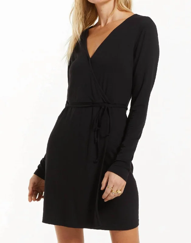 Chloe Wrap Mini Dress In Black