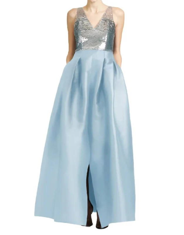 Erica Gown In Silver/ash Blue