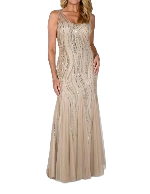 Formal Sequin Gown In Gold