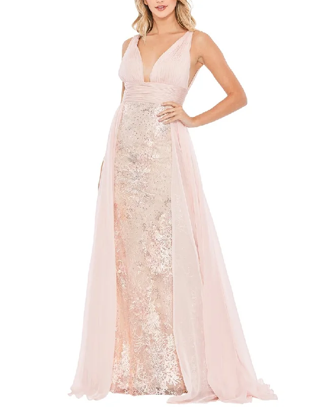 Mac Duggal V-Neck Beaded Gown