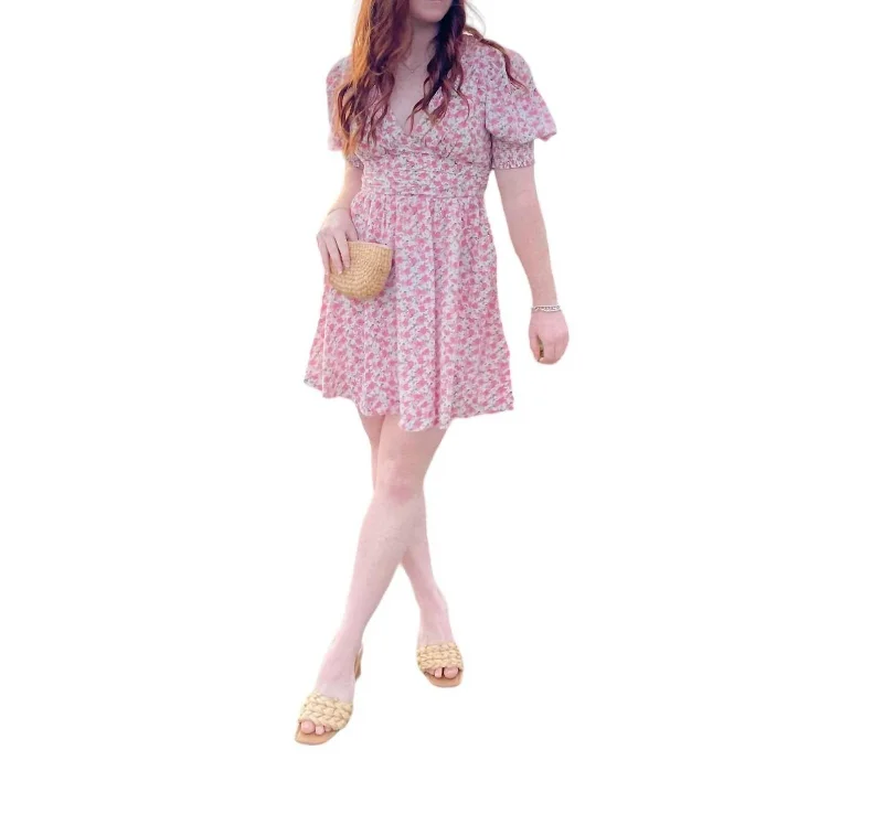 Molly Floral Mini Dress In Pink