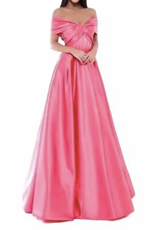 Off The Shoulder Ballgown In Coral