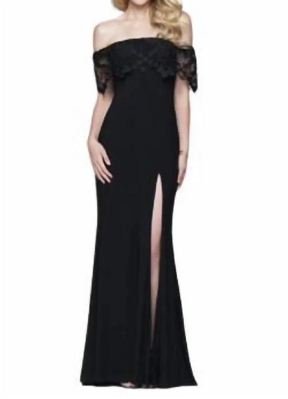 Off The Shoulder Gown In Black