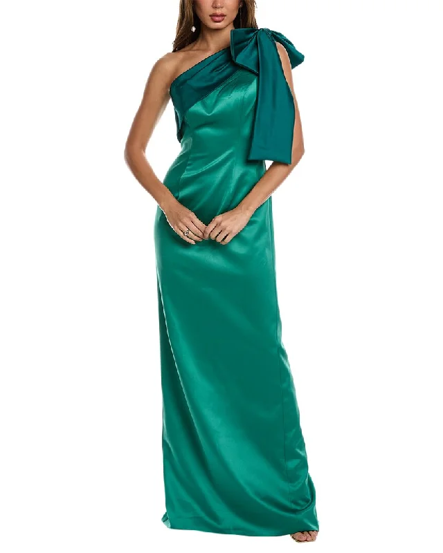 Rene Ruiz One-Shoulder Column Gown