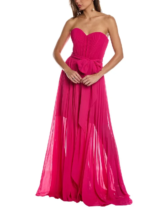 Rene Ruiz Pleated Chiffon Gown