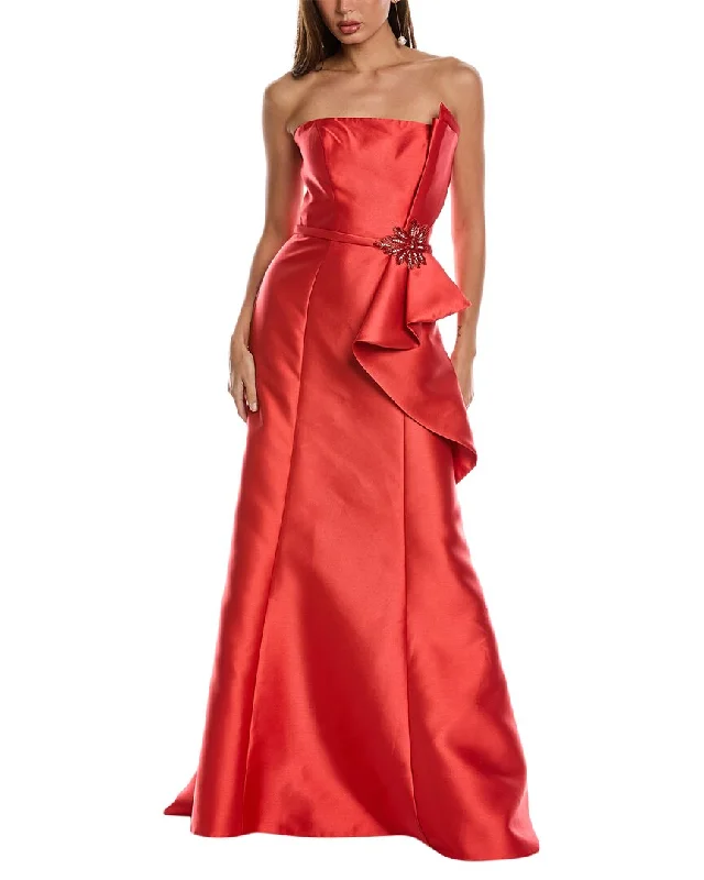 Rene Ruiz Ruffle Bow Column Gown