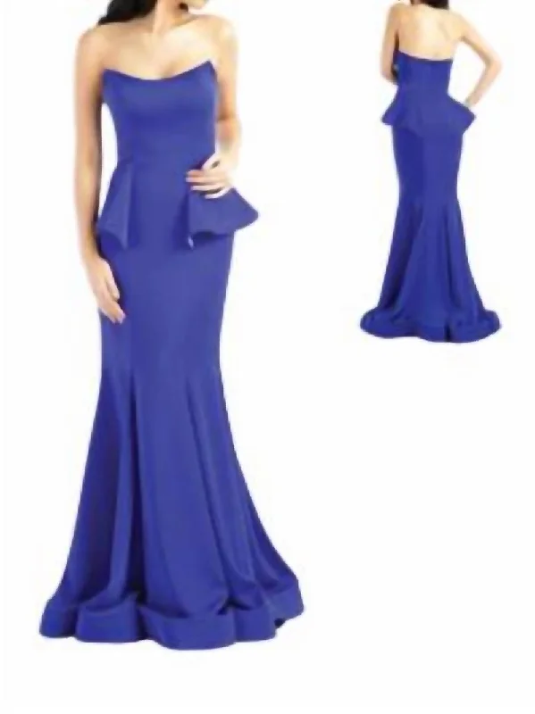 Strapless Gown In Royal Blue