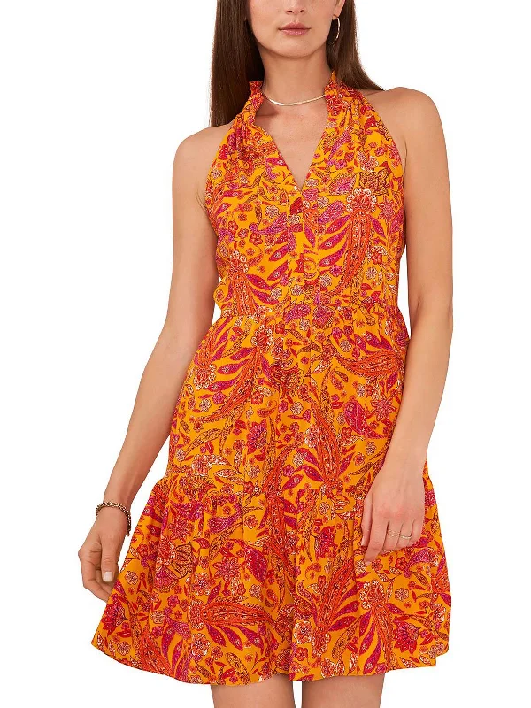 Womens Printed Sleeveless Mini Dress