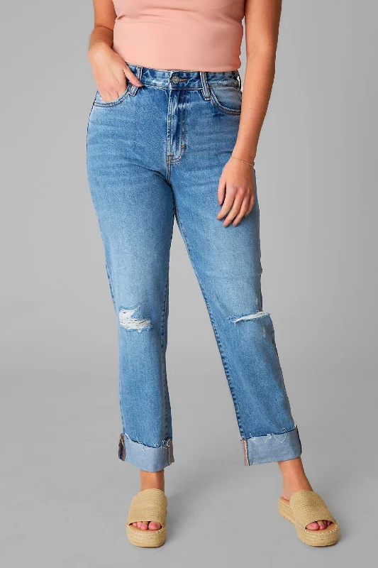 Bailey High Rise Slim Boyfriend Jean In Medium Blue