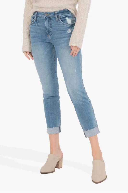 Catherine High Rise Fab Ab Boyfriend Jean In Benign Wash