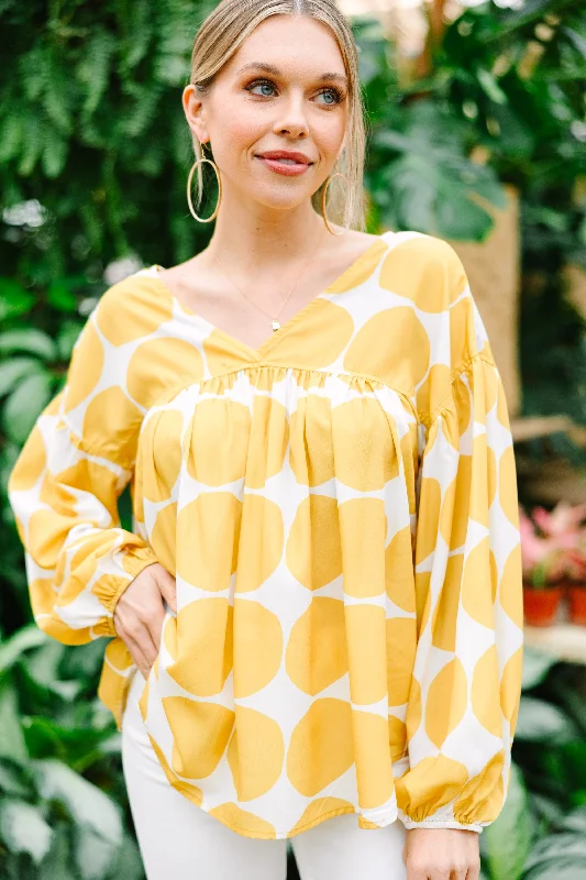 On My Mind Mustard Yellow Abstract Blouse