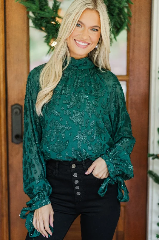 On The List Hunter Green Lace Blouse