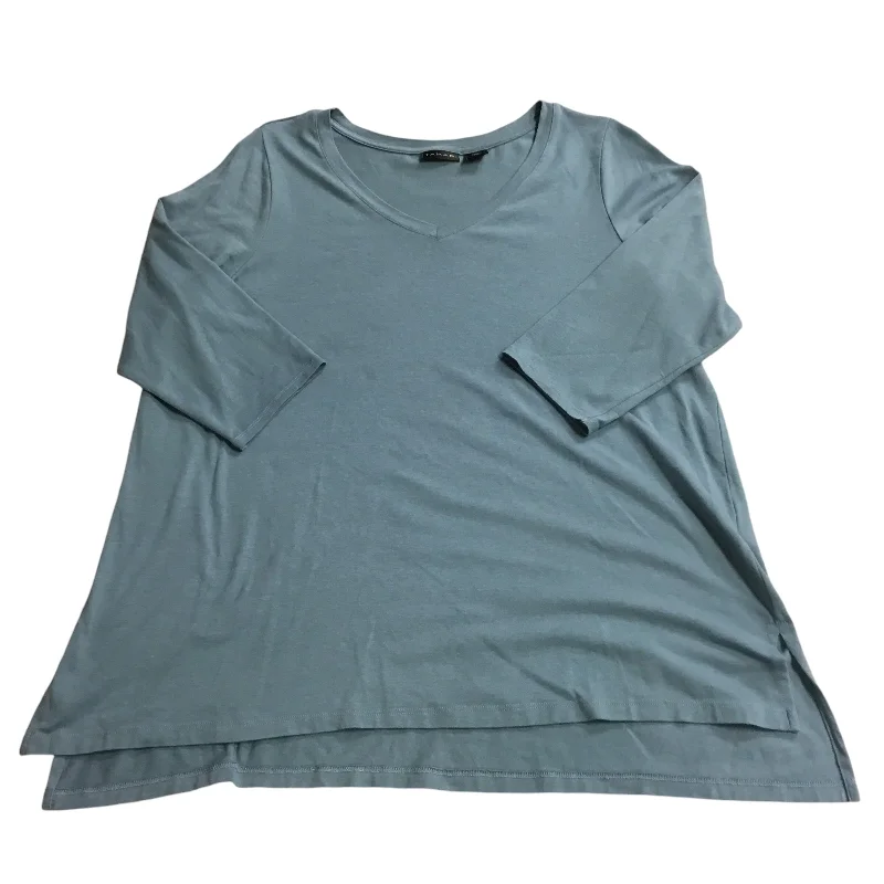 Top 3/4 Sleeve By Tahari By Arthur Levine In Blue, Size: 1x