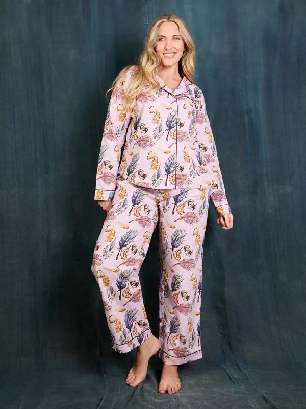 Womens Cotton Traditional Pyjamas Falling Feathers